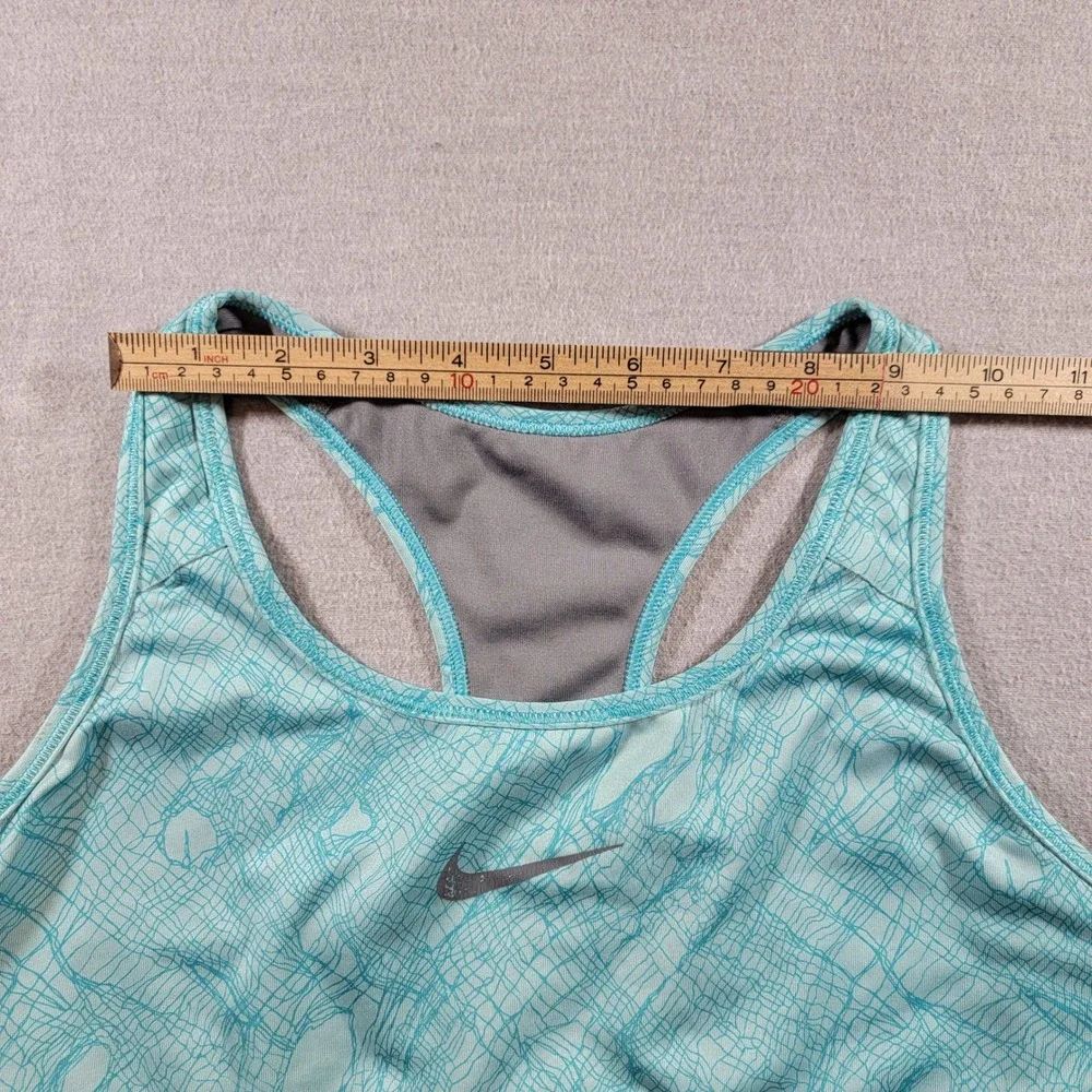 Nike Sports Bra Womens L Teal Good Dri-FIT Racerback Abstract Print Workout